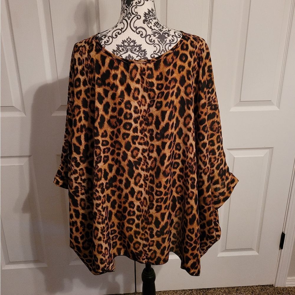 Cakes leopard print poncho style cover-up - Picture 3 of 5